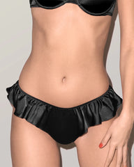 Silk Wireless Triangle Bra and Ruffle Thong Set