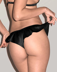 Silk Wireless Triangle Bra and Ruffle Thong Set