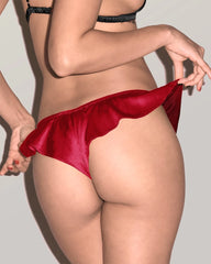 Silk Wireless Triangle Bra and Ruffle Thong Set