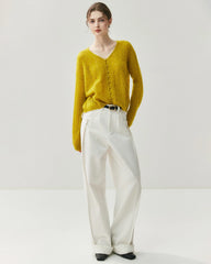 Silk-Cashmere Blend Thin Knit Cardigan