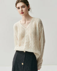 Silk-Cashmere Blend Thin Knit Cardigan