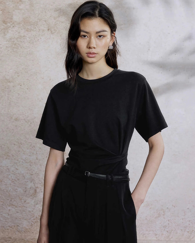 Women’s Silk Jersey with Pleated Waist, Black