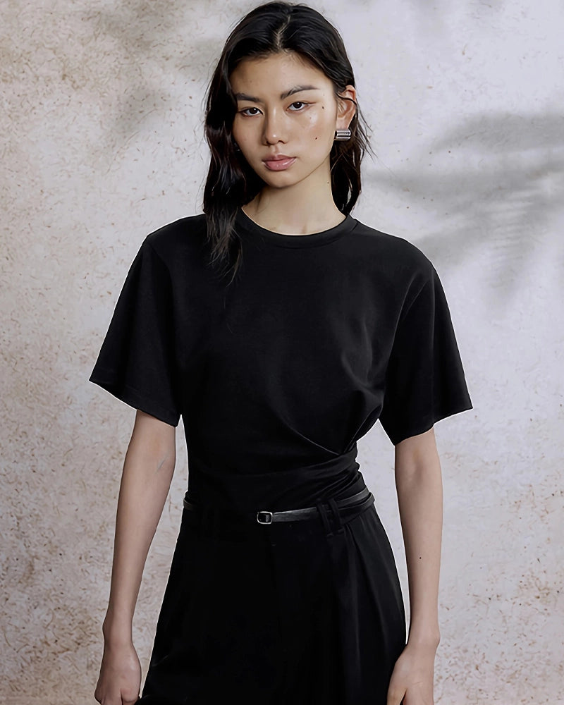 Women’s Silk Jersey with Pleated Waist, Black