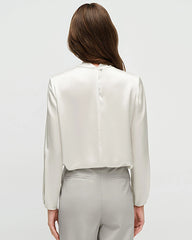 25 Momme Silk Knot Neck Long Sleeve Blouse - DAISYSILK UK