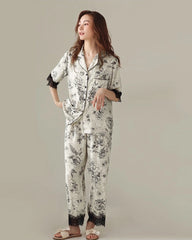 Floral Short Sleeve Silk Pajama Set - DAISYSILK UK
