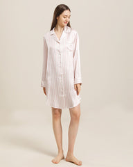 Stripe Silk Nightshirt Sleepwear, Pink