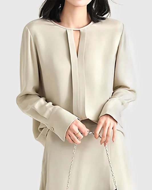 30 Momme Silk Blouse with Slit