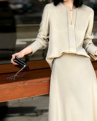 30 Momme Heavy Silk A-Line Midi Skirt