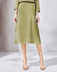 30 Momme Heavy Silk Bias-Cut Midi Skirt