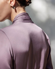 30 Momme Silk Tie-Front Long Sleeve Blouse