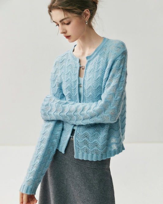 Silk Cashmere Cardigan with Metal Buttons