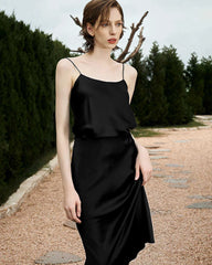 Scoop Neck Silk Camisole, Black