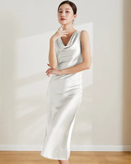 Vintage Silk Sleeveless Midi Dress, White