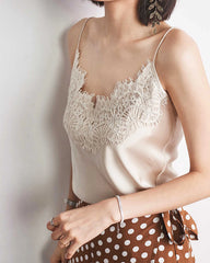 Women's Lace Silk Camisole, Champagne