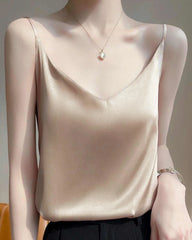 Spaghetti Strap Silk Camisole, Champagne