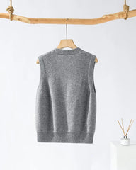 Deep V Neck Cashmere Vest, Grey
