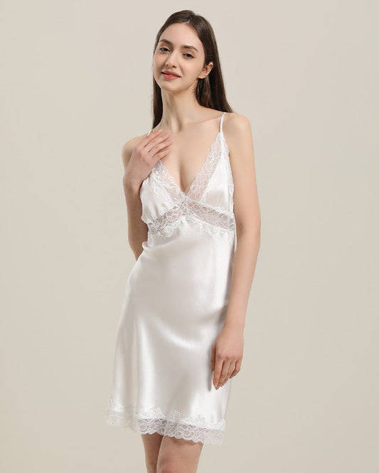 Delicate Lace Silk Nightgown