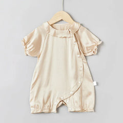Doll Collar Baby Silk Onesies, Champagne