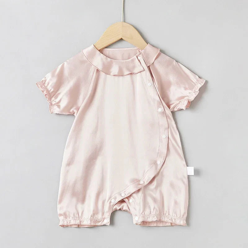 Doll Collar Baby Silk Onesies, Pink