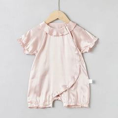 Doll Collar Baby Silk Onesies, Pink