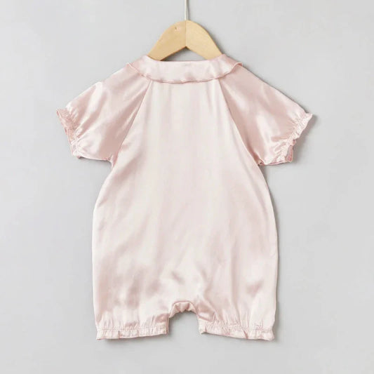 Doll Collar Baby Silk Onesies, Pink