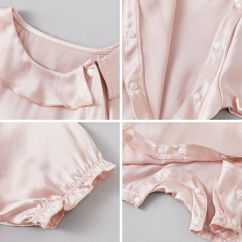 Doll Collar Baby Silk Onesies, Pink