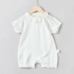 Doll Collar Baby Silk Onesies, White