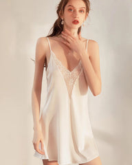 Elegant Lace-Trimmed Silk Nightgown - DAISYSILK UK