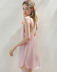 Elegant Short Silk Slip Nightdress, Pink
