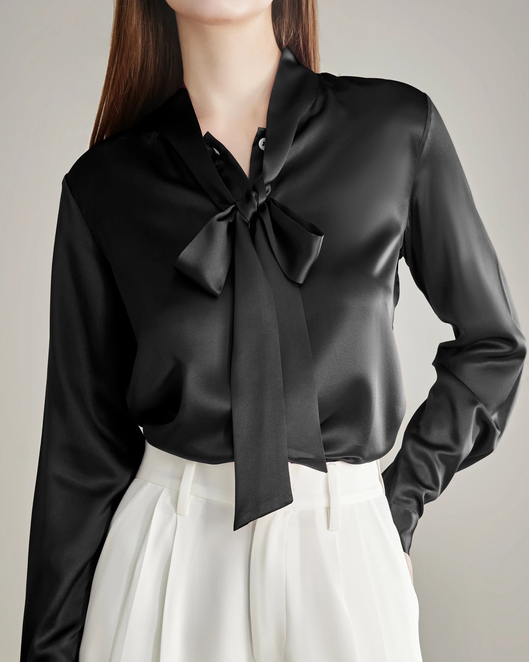 Elegant Silk Bow Tie Blouse - DAISYSILK UK