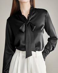 Elegant Silk Bow Tie Blouse - DAISYSILK UK