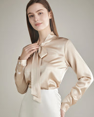 Elegant Silk Bow Tie Blouse - DAISYSILK UK