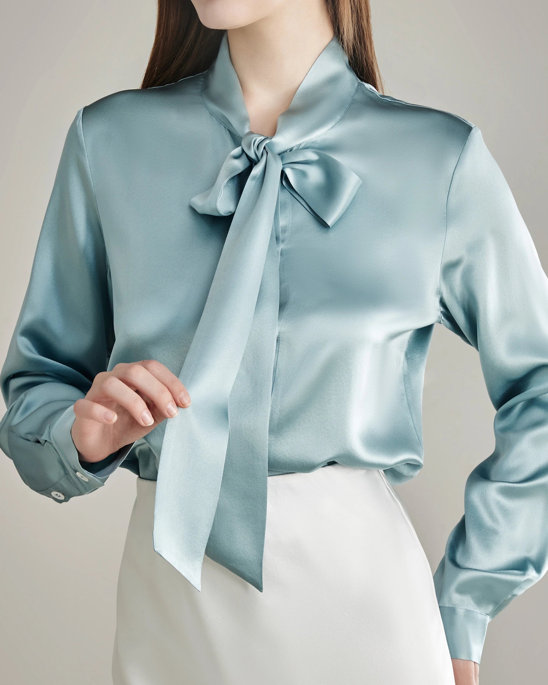 Elegant Silk Bow Tie Blouse - DAISYSILK UK