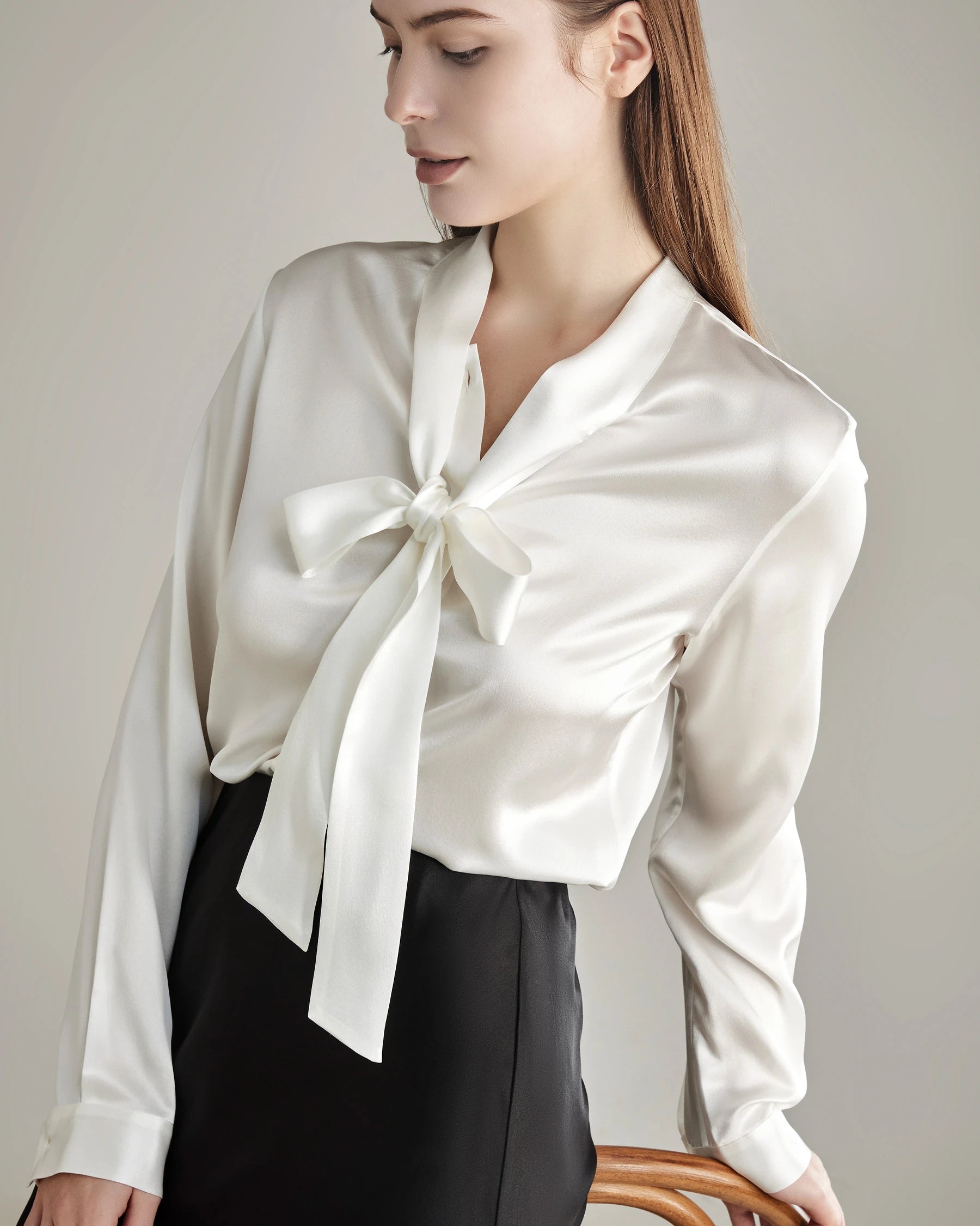 Elegant Silk Bow Tie Blouse - DAISYSILK UK
