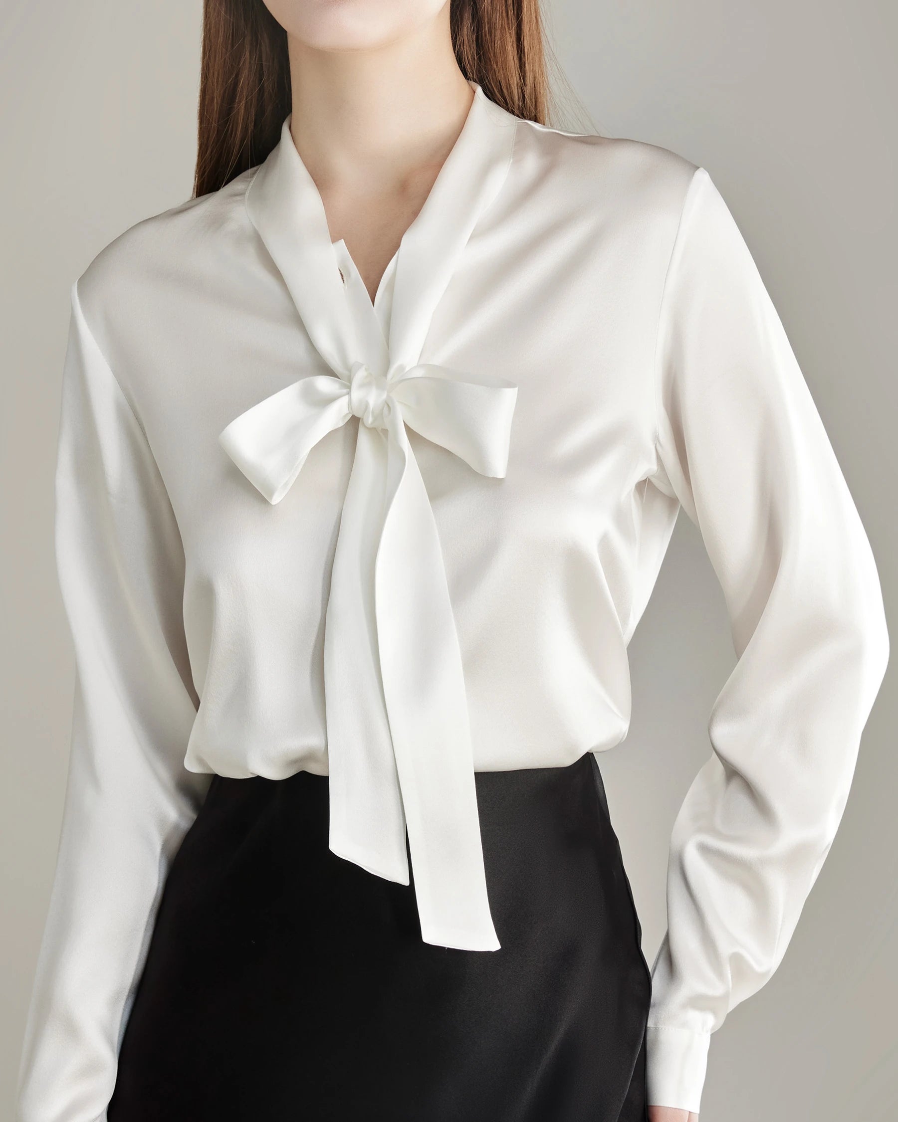 Elegant Silk Bow Tie Blouse - DAISYSILK UK