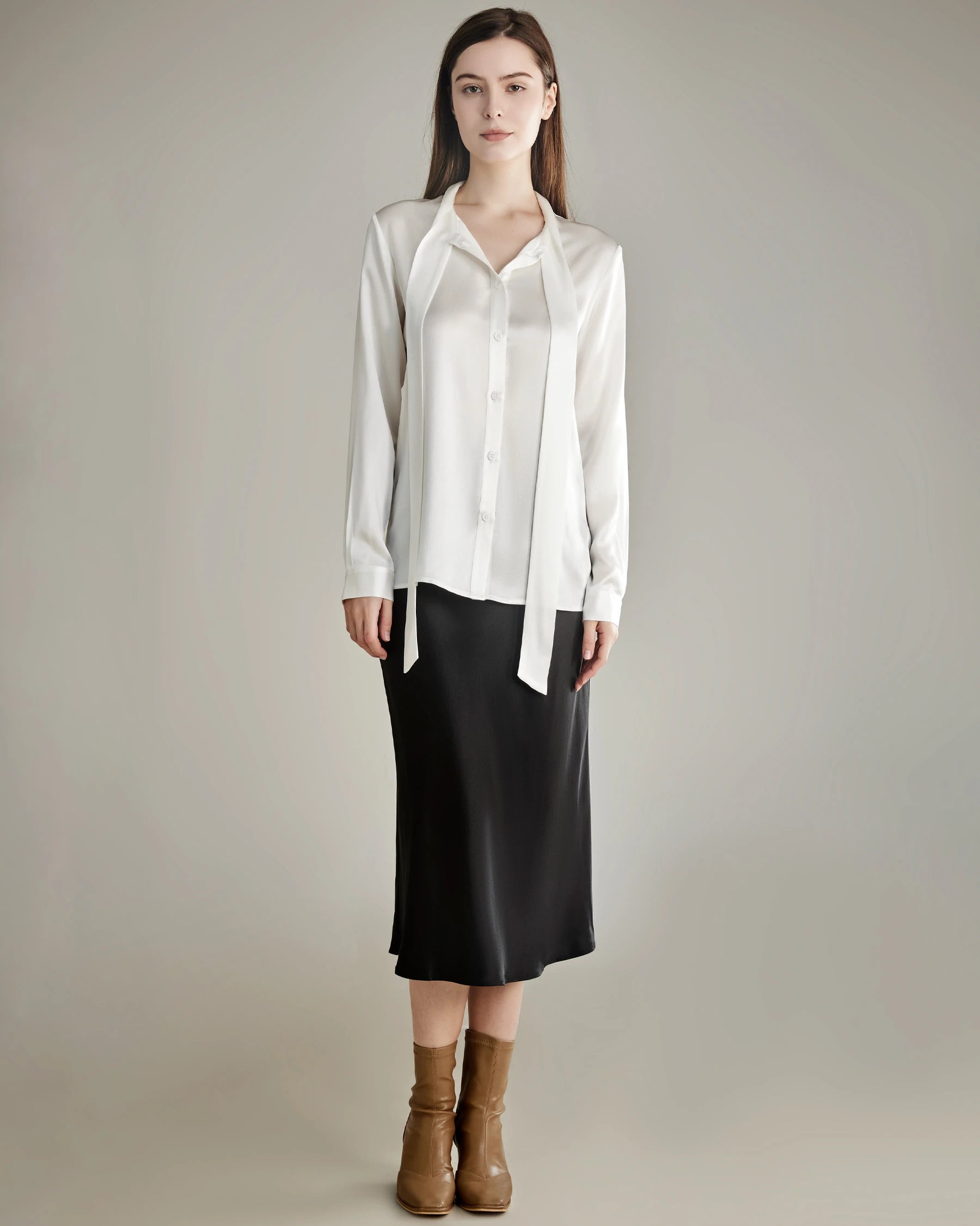 Elegant Silk Bow Tie Blouse - DAISYSILK UK