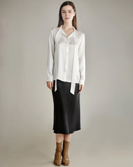 Elegant Silk Bow Tie Blouse - DAISYSILK UK