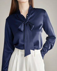 Elegant Silk Bow Tie Blouse - DAISYSILK UK
