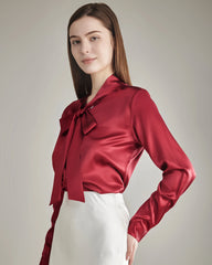 Elegant Silk Bow Tie Blouse - DAISYSILK UK