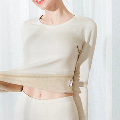 Women’s Silk Fleece Thermal Underwear Set Beige