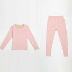 Women’s Silk Fleece Thermal Underwear Set Rose Pink