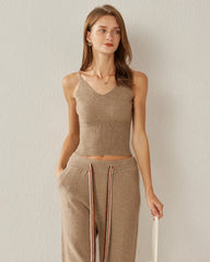 Women's Cashmere V Neck Camisole, Camel