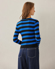 Classic Stripe V-Neck Cardigan, Blue