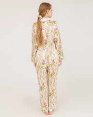 Floral Print Wrap Silk Pajama Set