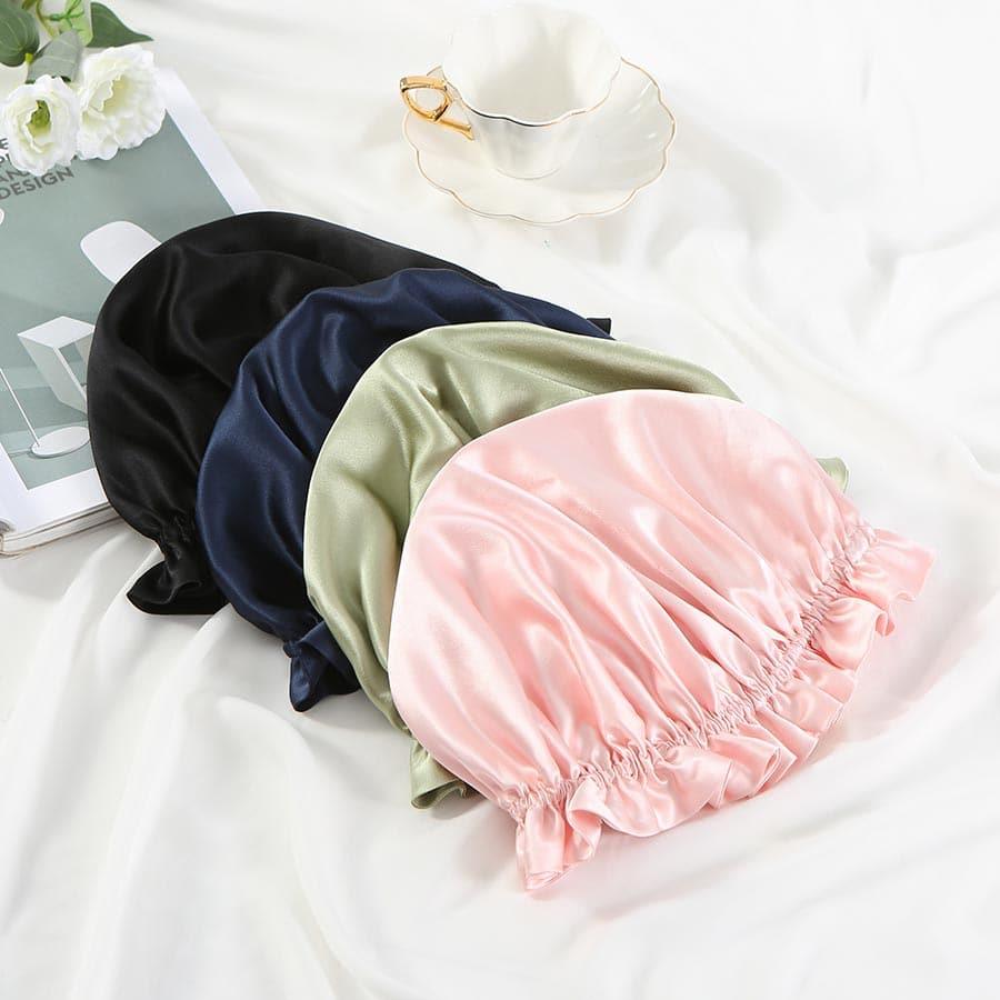 Flounced Silk Night Sleep Caps