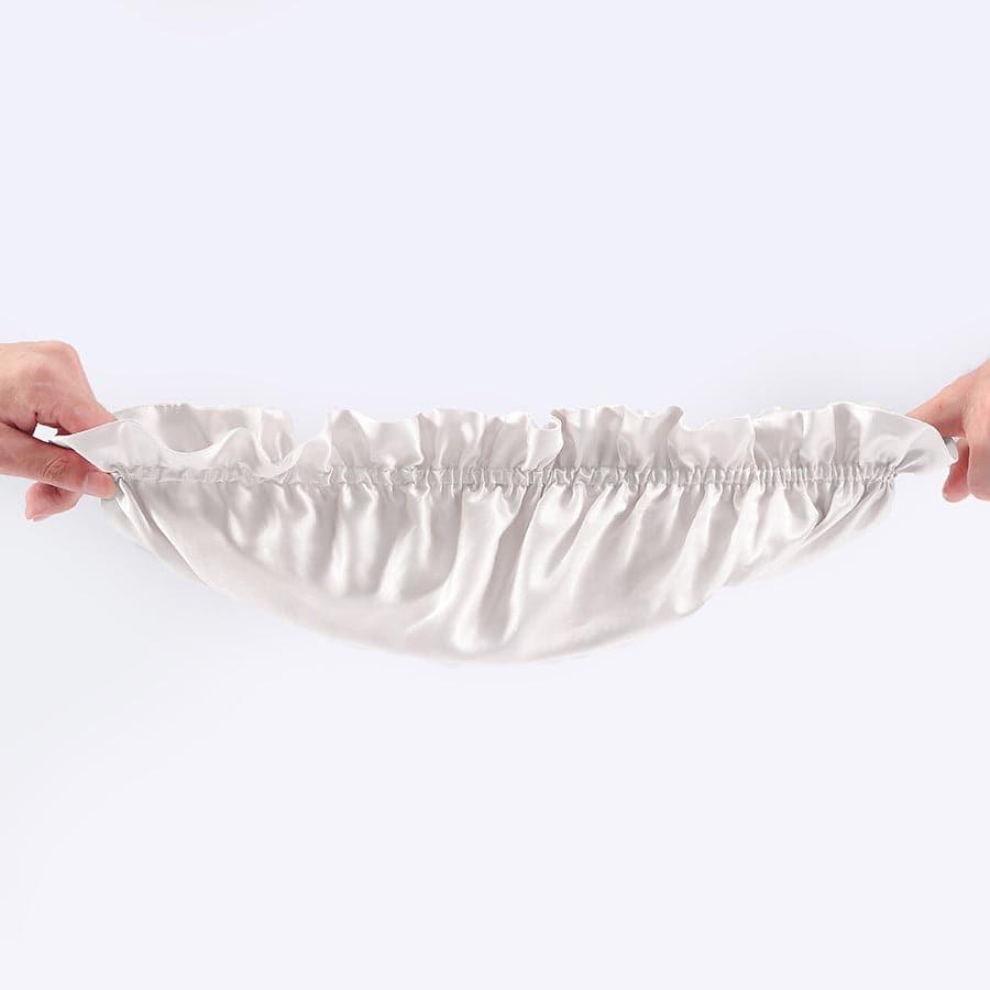 Flounced Silk Night Sleep Caps, White