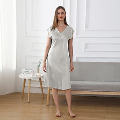 19 Momme Relaxed Fit V-neck Silk Nightgown - DAISYSILK UK