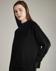 Loft Hooded Cashmere Sweater, Black