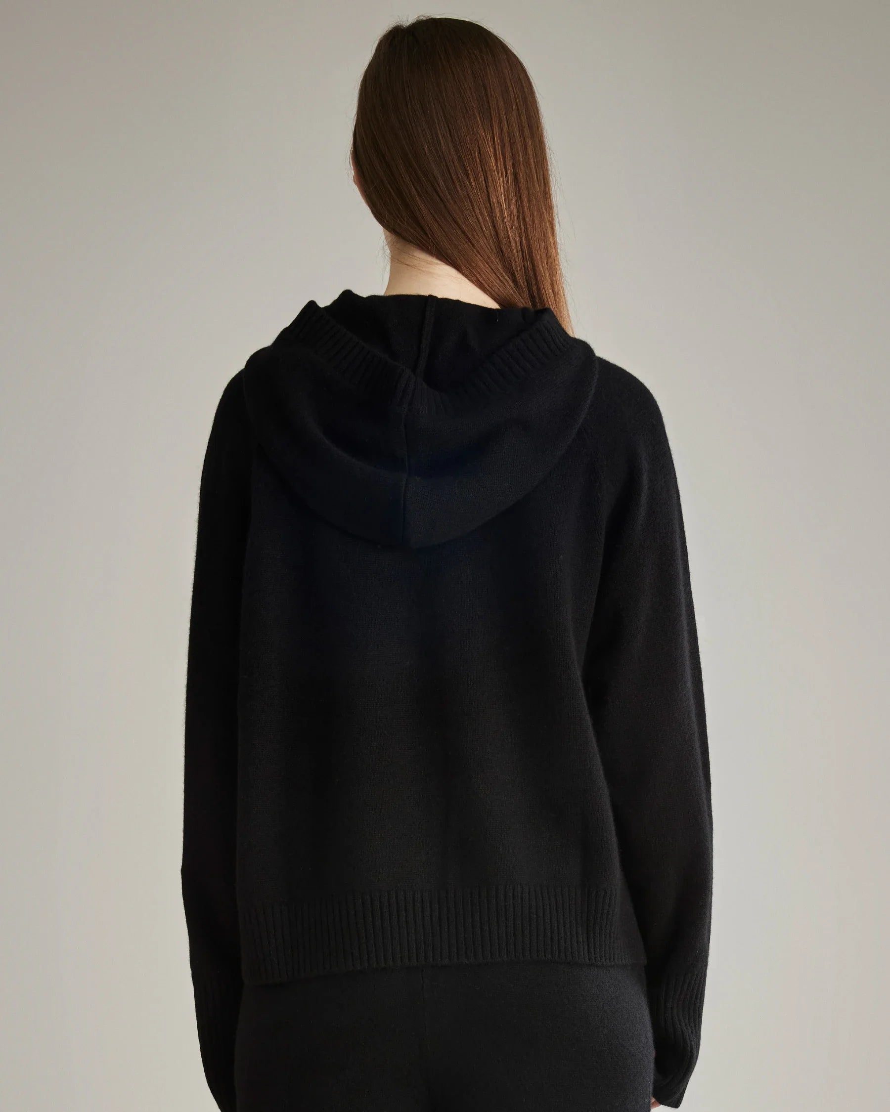 Loft Hooded Cashmere Sweater, Black