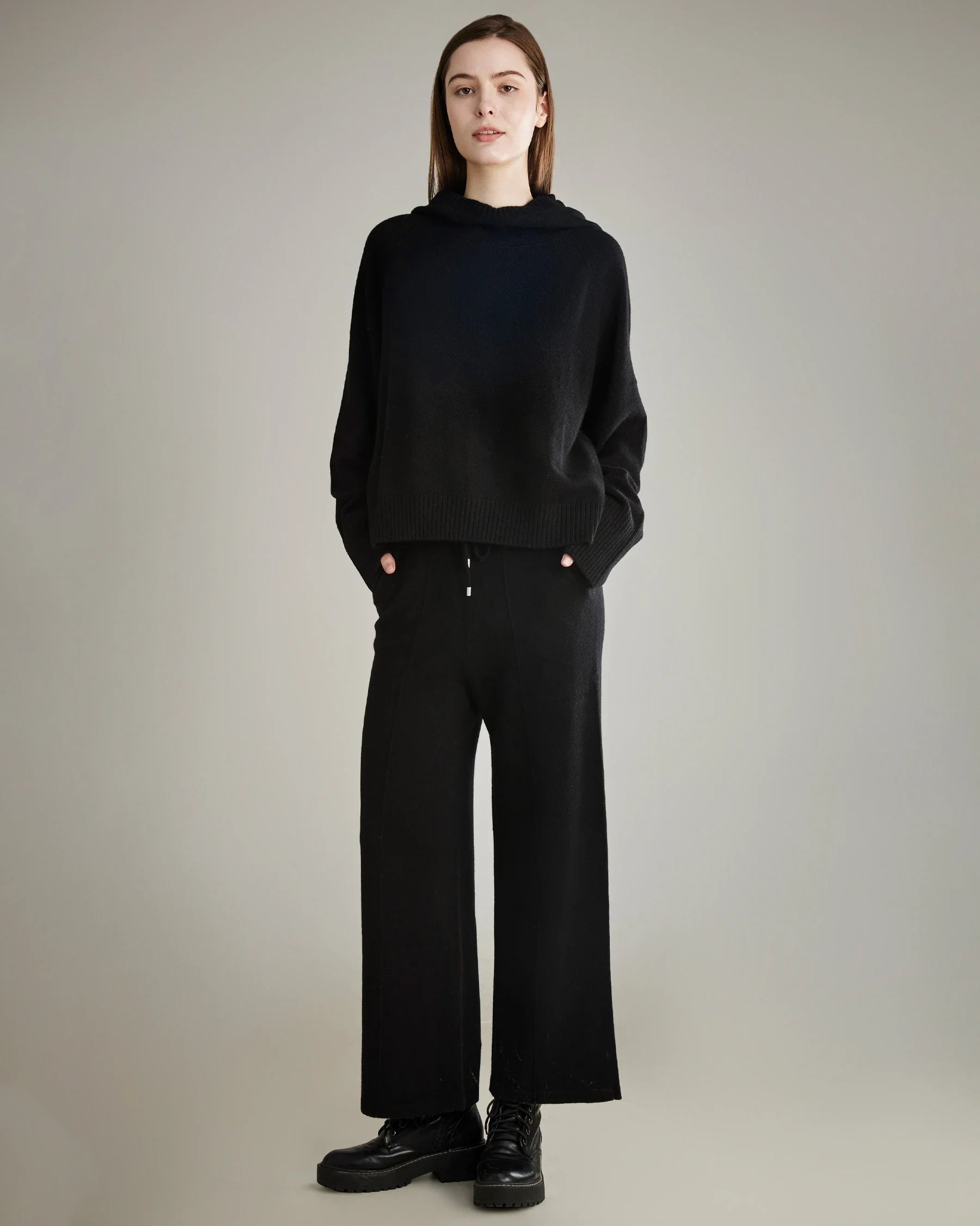 Loft Hooded Cashmere Sweater, Black